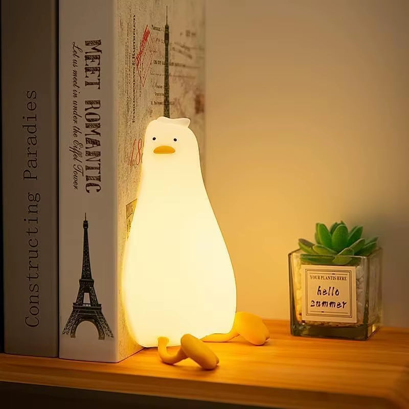 LED Duck Night Light Rechargeable Touch Silicone Cartoon Clap Duck Sleeping Night Lamp for Bedroom Decoration Children Gift