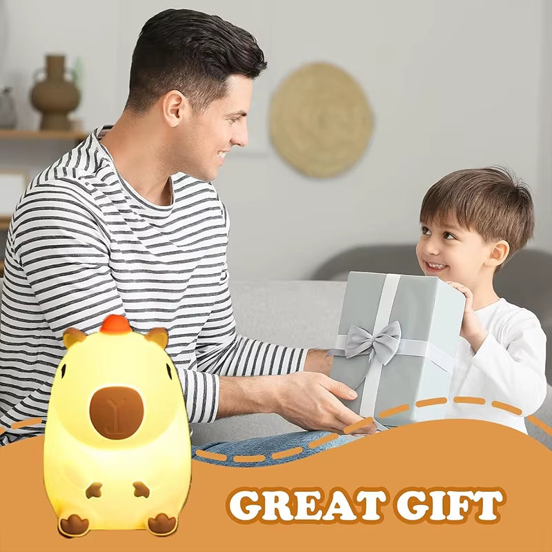 Cute Capybara Night Light Children'S Silicone Nightlight Gift USB Rechargeable Animal Touch Bedside Sleep Lamp Decoration